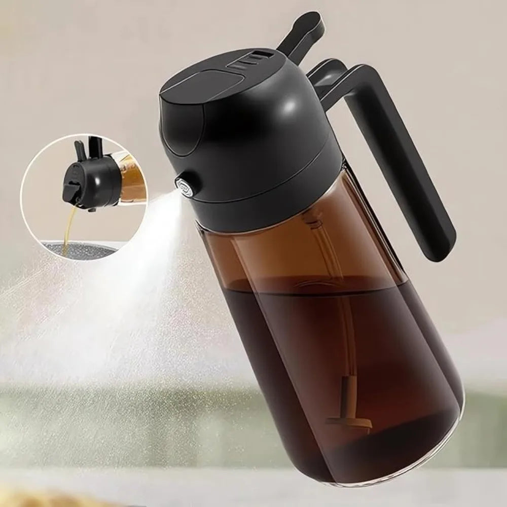 470ML Dark Glass Oil Sprayer Olive Oil Dispenser Bottle Light Blocking Kitchen Cooking Air Fryer BBQ Oil Bottle Seasoning Tools