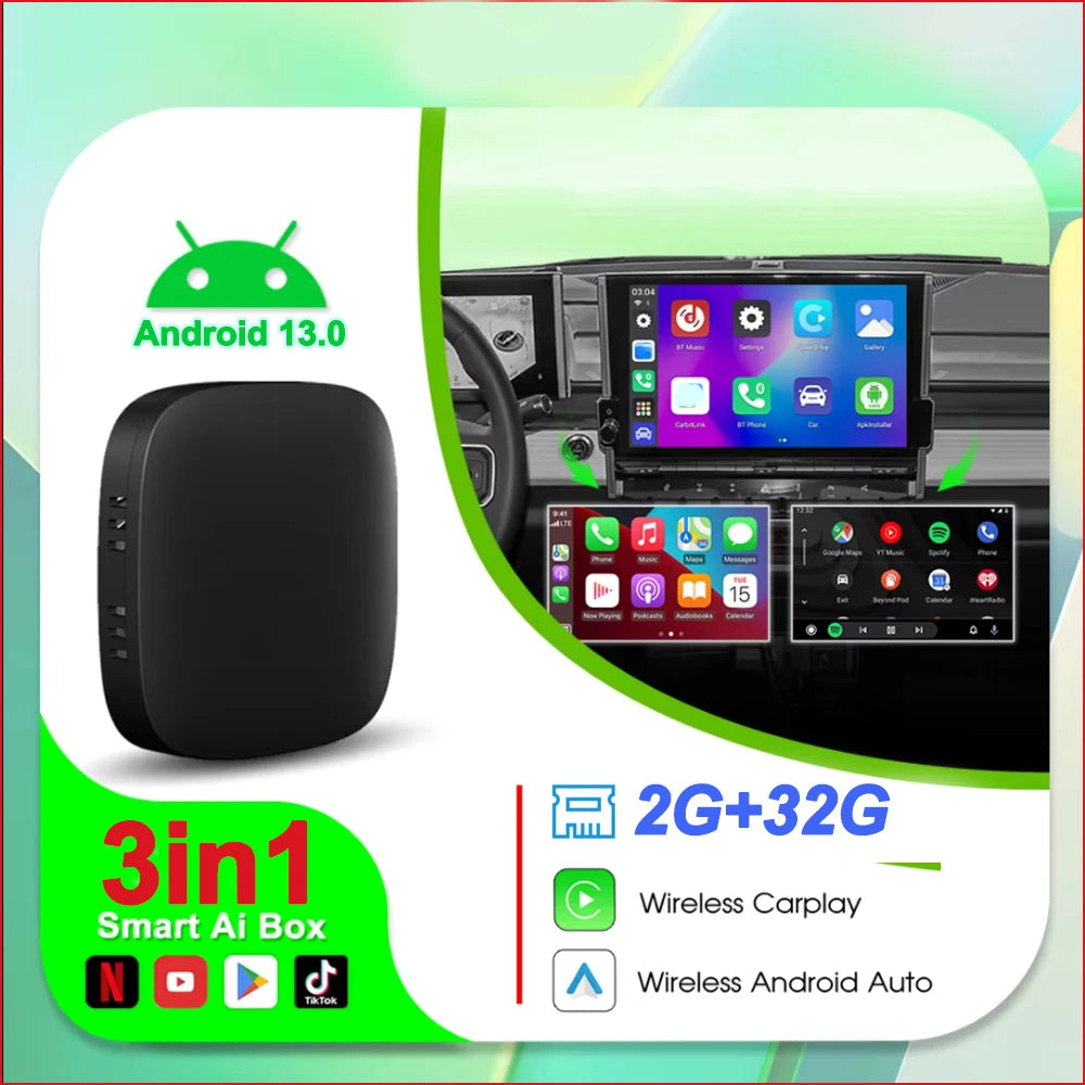 Android 13 TV Box Smart CarPlay Ai Box Wifi Wireless Android Auto Built-in Play Store For YouTube Netflix OEM CarPlay Cars