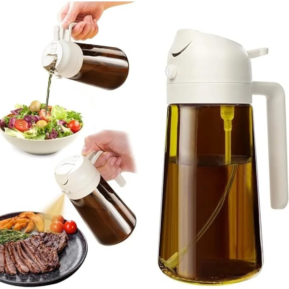 470ML Dark Glass Oil Sprayer Olive Oil Dispenser Bottle Light Blocking Kitchen Cooking Air Fryer BBQ Oil Bottle Seasoning Tools