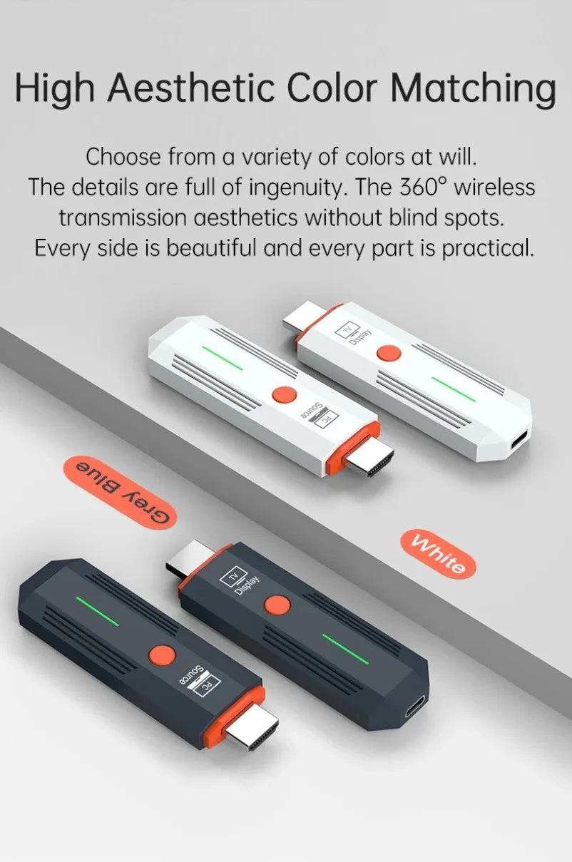 50M 1080P HDMI-Compatible Wireless Transmission Transmitter Receiver Video TV Stick Display Extender For Camera Laptop PC to TV