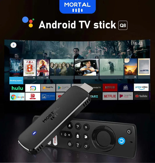 Android14 TV Stick Mortal Q8 Global Version Allwinner H313 Chip Wifi6 Voice Remote 8K 4K@60fps YouTube Stream TV stick 2G8G16G