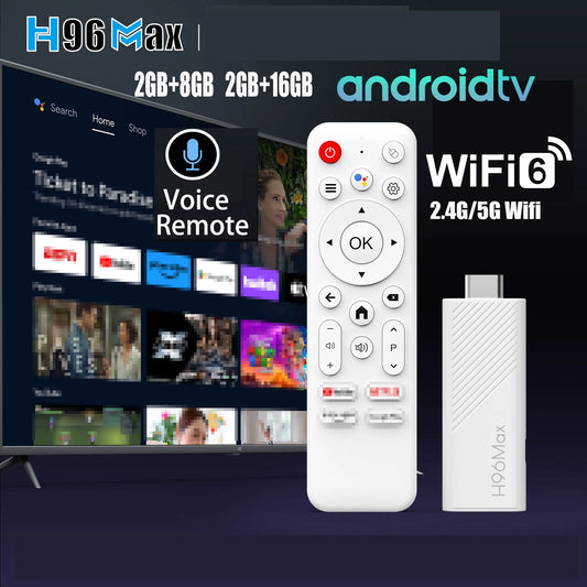 Android TV Stick Allwinner H313 Quad Core 4K Wifi6 BT Asistente de voz Control remoto Reproductor multimedia para juegos Smart TV Box H96 Max