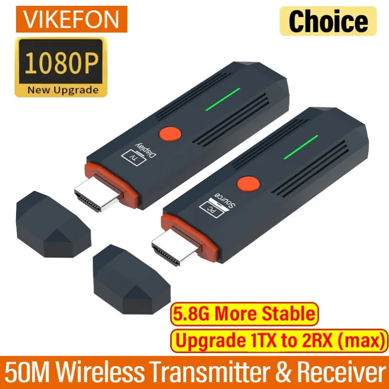50M 1080P HDMI-Compatible Wireless Transmission Transmitter Receiver Video TV Stick Display Extender For Camera Laptop PC to TV