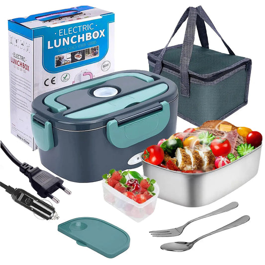 1.5L Electric Lunch Box，40-60W,12V-24V, Portable Food Warmer for Car or Home, Lunch Heating