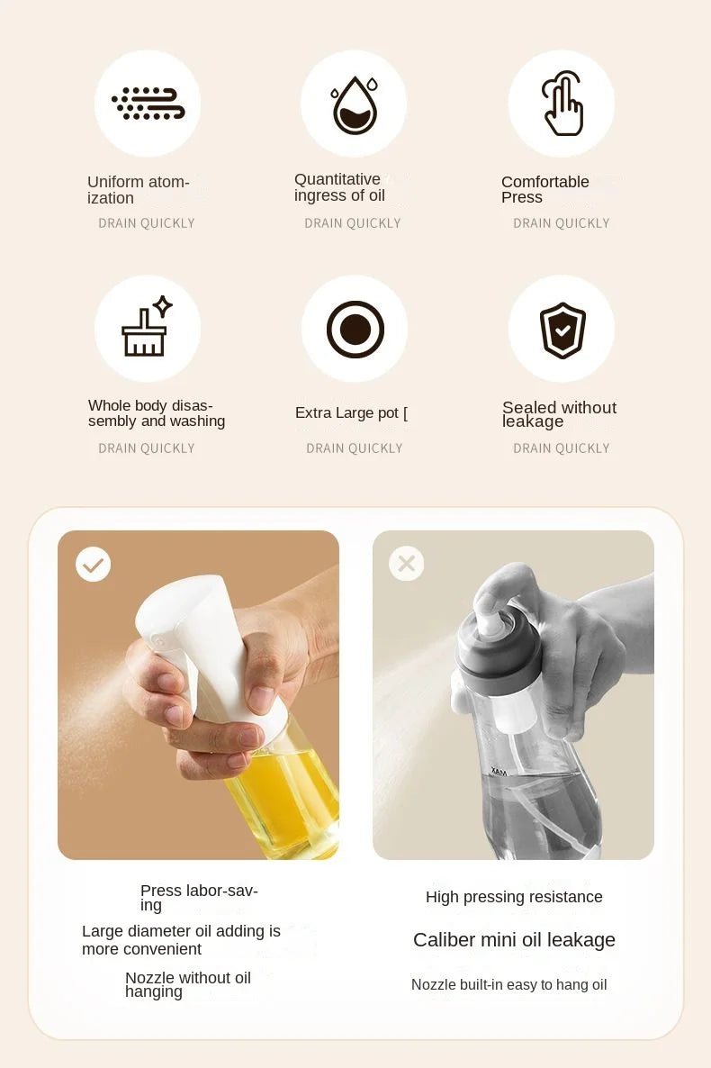1 bote pulverizador de aceite de 200/300/500 ml para cocina, hogar, comestible, de oliva, atomizado, para freidora de aire.