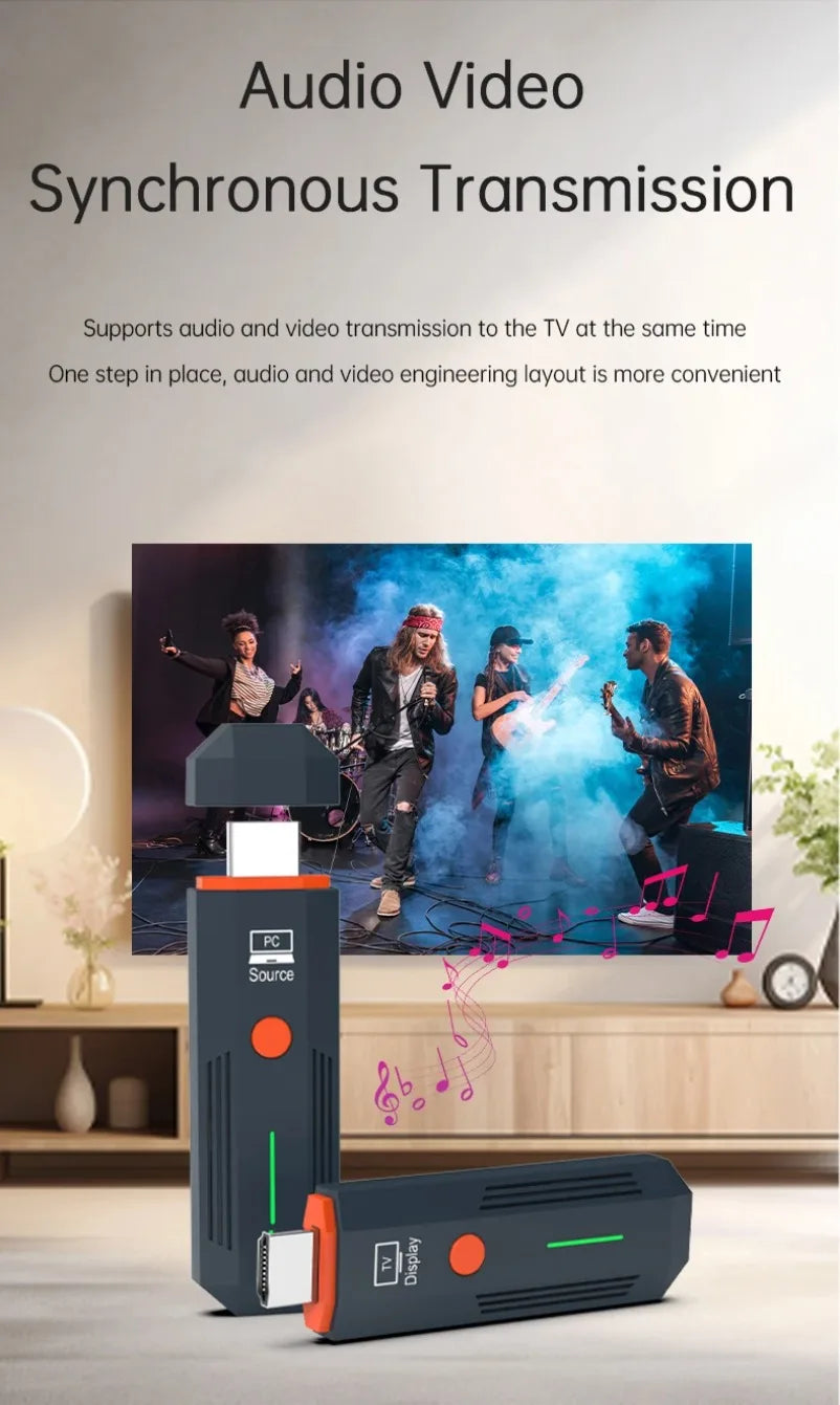 50M 1080P HDMI-Compatible Wireless Transmission Transmitter Receiver Video TV Stick Display Extender For Camera Laptop PC to TV