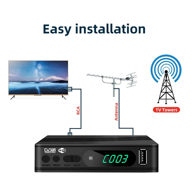 A32T-HD TV Boxs DVB-T2 TV Tuner Digital TV Decoder Terrestrial Satellite TV Receiver HEVC DVBT2 H. 264 USB Set Top Box