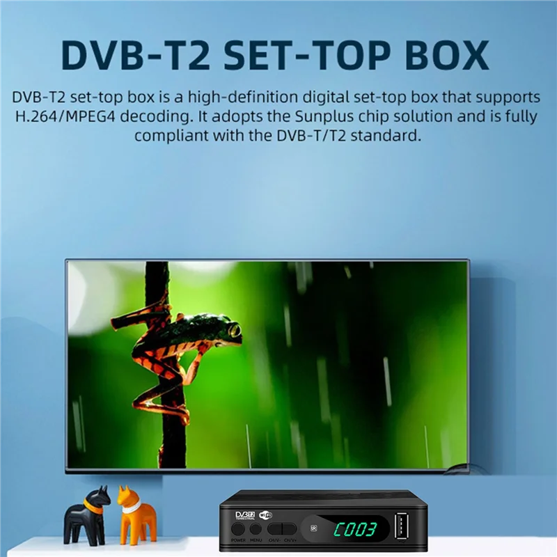 A32T-HD TV Boxs DVB-T2 TV Tuner Digital TV Decoder Terrestrial Satellite TV Receiver HEVC DVBT2 H. 264 USB Set Top Box