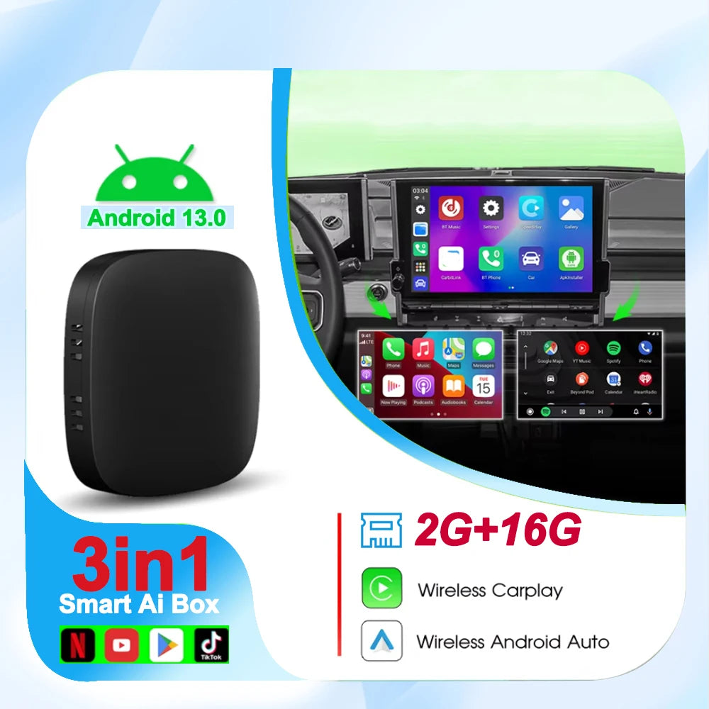 Android 13 TV Box Smart CarPlay Ai Box Wifi Wireless Android Auto Built-in Play Store For YouTube Netflix OEM CarPlay Cars