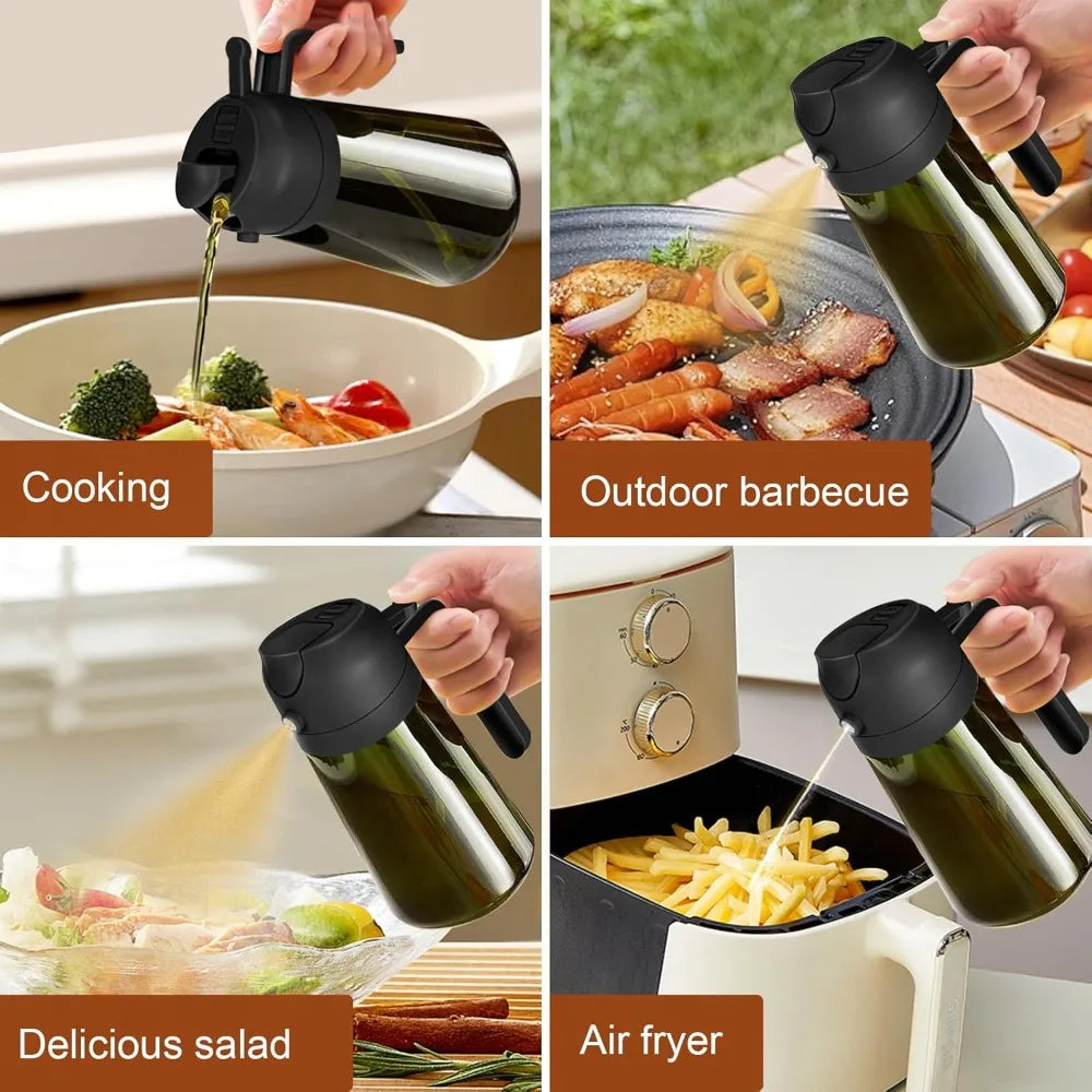 470ML Dark Glass Oil Sprayer Olive Oil Dispenser Bottle Light Blocking Kitchen Cooking Air Fryer BBQ Oil Bottle Seasoning Tools