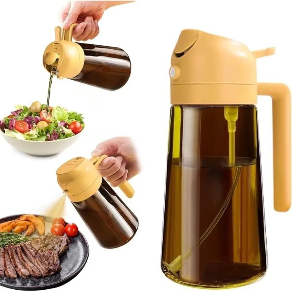 470ML Dark Glass Oil Sprayer Olive Oil Dispenser Bottle Light Blocking Kitchen Cooking Air Fryer BBQ Oil Bottle Seasoning Tools
